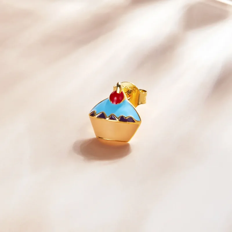 (image for) Pandora Style 18ct Gold Plated Cup Cake Stud Earrings - SCE1161 - View 2