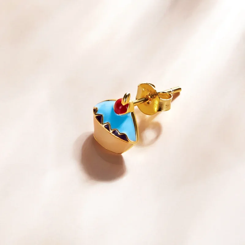(image for) Pandora Style 18ct Gold Plated Cup Cake Stud Earrings - SCE1161 - View 3