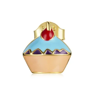 (image for) Pandora Style 18ct Gold Plated Cup Cake Stud Earrings - SCE1161