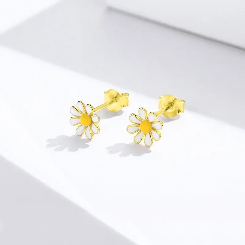 (image for) Pandora Style 18ct Gold Plated Daisy Stud Earrings - BSE203 - View 2