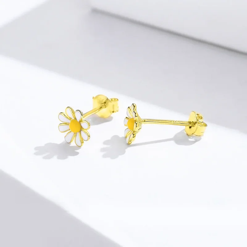 (image for) Pandora Style 18ct Gold Plated Daisy Stud Earrings - BSE203 - View 4