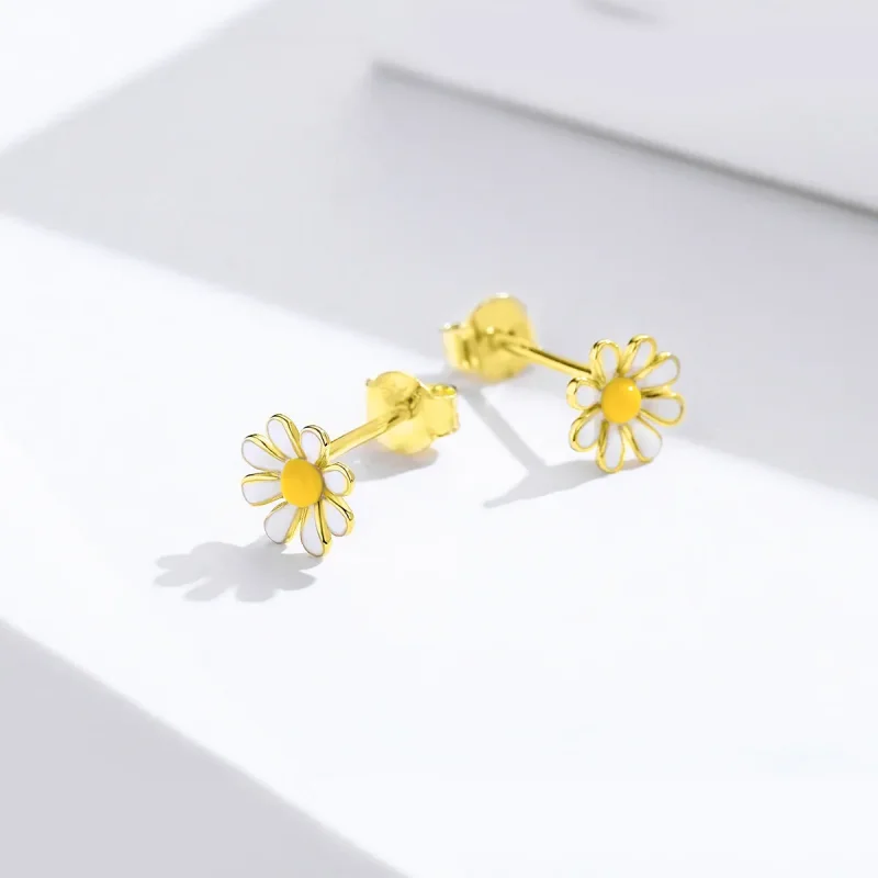 (image for) Pandora Style 18ct Gold Plated Daisy Stud Earrings - BSE203 - View 5