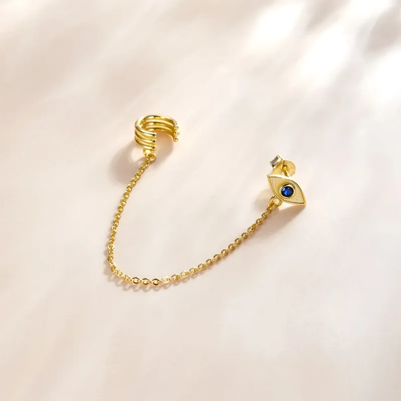 (image for) Pandora Style 18ct Gold Plated Devil'S Eye Dangle Earrings - SCE1096 - View 2