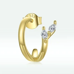 (image for) Pandora Style 18ct Gold Plated Diamond Hoop Earrings - SCE1080