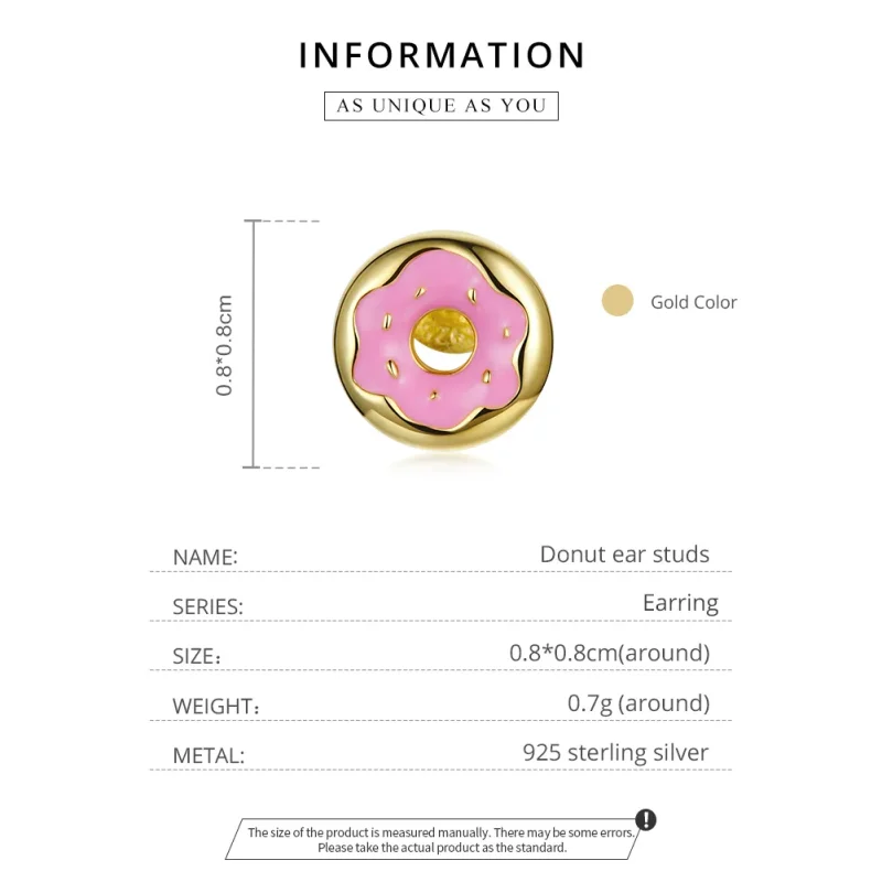 (image for) Pandora Style 18ct Gold Plated Donut Stud Earrings - SCE1163 - View 4