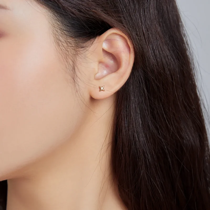 (image for) Pandora Style 18ct Gold Plated Golden Stars Stud Earrings - SCE1117 - View 5