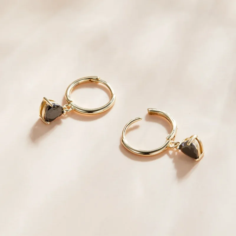 (image for) Pandora Style 18ct Gold Plated Heart Drop Dangle Earrings - SCE1019-BK - View 3