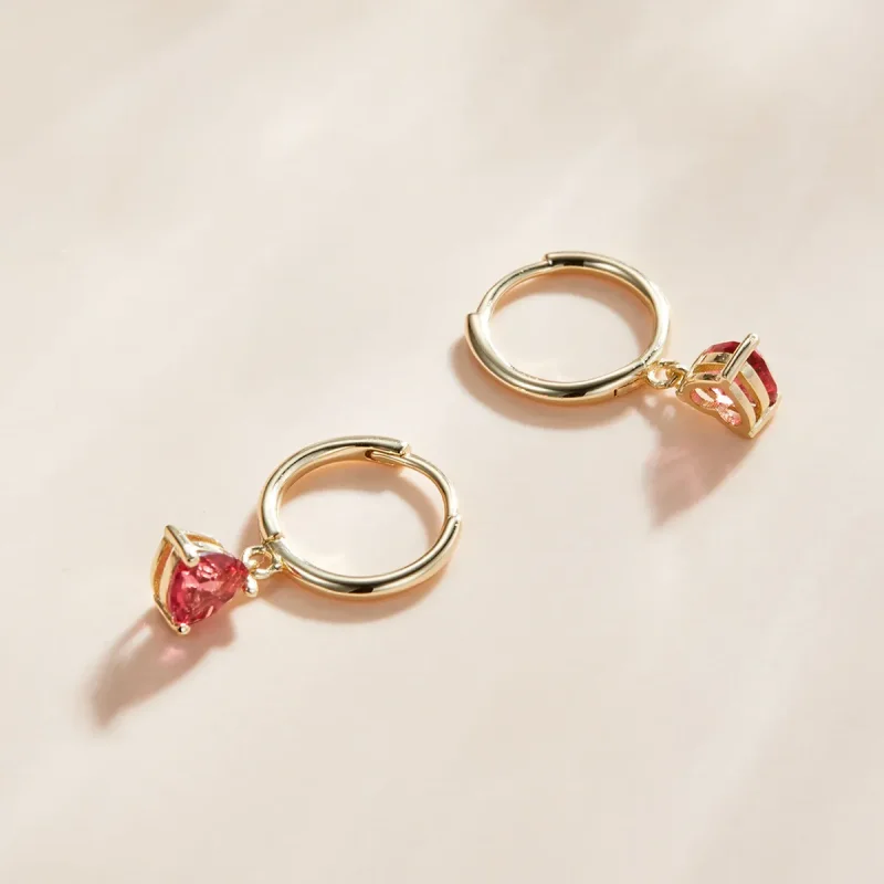 (image for) Pandora Style 18ct Gold Plated Hearts Dangle Earrings - SCE1019-RD - View 3