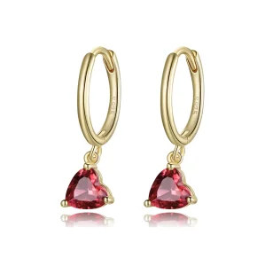 (image for) Pandora Style 18ct Gold Plated Hearts Dangle Earrings - SCE1019-RD