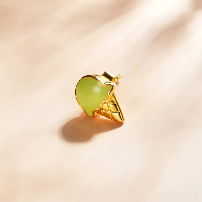(image for) Pandora Style 18ct Gold Plated Ice-Cream Stud Earrings - SCE1159 - View 2