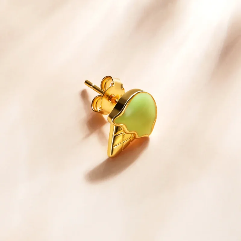 (image for) Pandora Style 18ct Gold Plated Ice-Cream Stud Earrings - SCE1159 - View 3