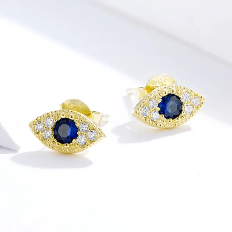 (image for) Pandora Style 18ct Gold Plated Lucky Eye Stud Earrings - SCE805 - View 2
