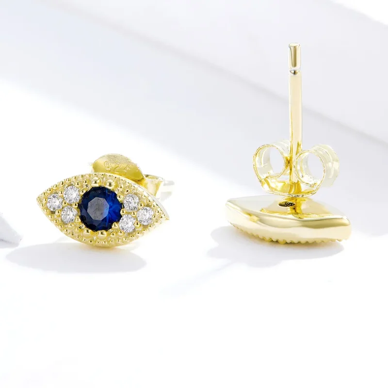 (image for) Pandora Style 18ct Gold Plated Lucky Eye Stud Earrings - SCE805 - View 3