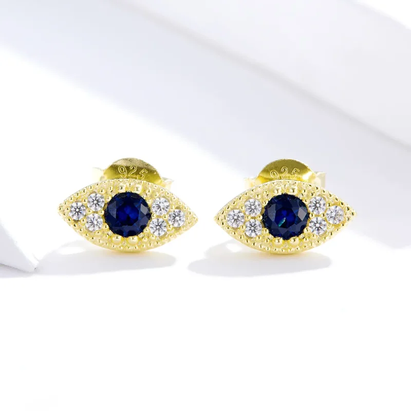 (image for) Pandora Style 18ct Gold Plated Lucky Eye Stud Earrings - SCE805 - View 4
