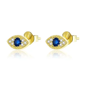 (image for) Pandora Style 18ct Gold Plated Lucky Eye Stud Earrings - SCE805