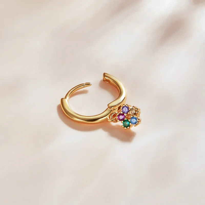 (image for) Pandora Style 18ct Gold Plated Mysterious Spain Flower Hoop Earrings - SCE1150 - View 3