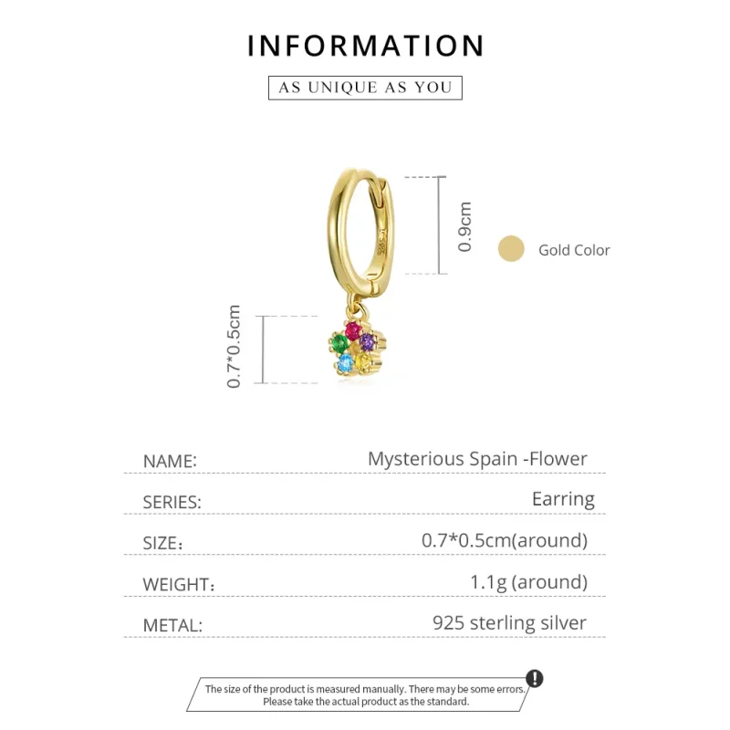 (image for) Pandora Style 18ct Gold Plated Mysterious Spain Flower Hoop Earrings - SCE1150 - View 4