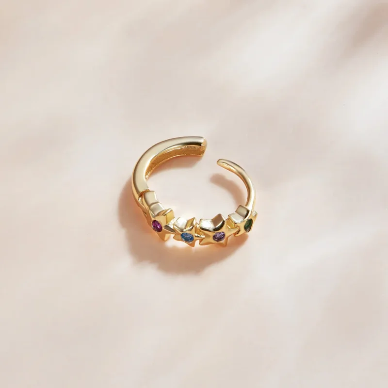(image for) Pandora Style 18ct Gold Plated Mysterious Spain Pentagram Hoop Earrings - SCE115 - View 3