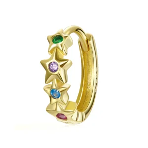 (image for) Pandora Style 18ct Gold Plated Mysterious Spain Pentagram Hoop Earrings - SCE1151