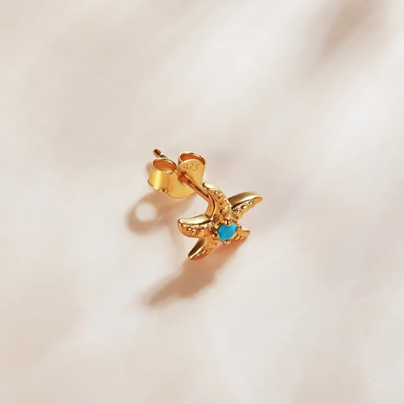 (image for) Pandora Style 18ct Gold Plated Mysterious Spain Starfish Stud Earrings - SCE1152 - View 4