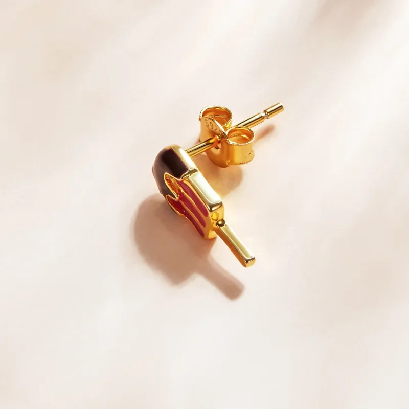(image for) Pandora Style 18ct Gold Plated Popsicle Stud Earrings - SCE1164 - View 3