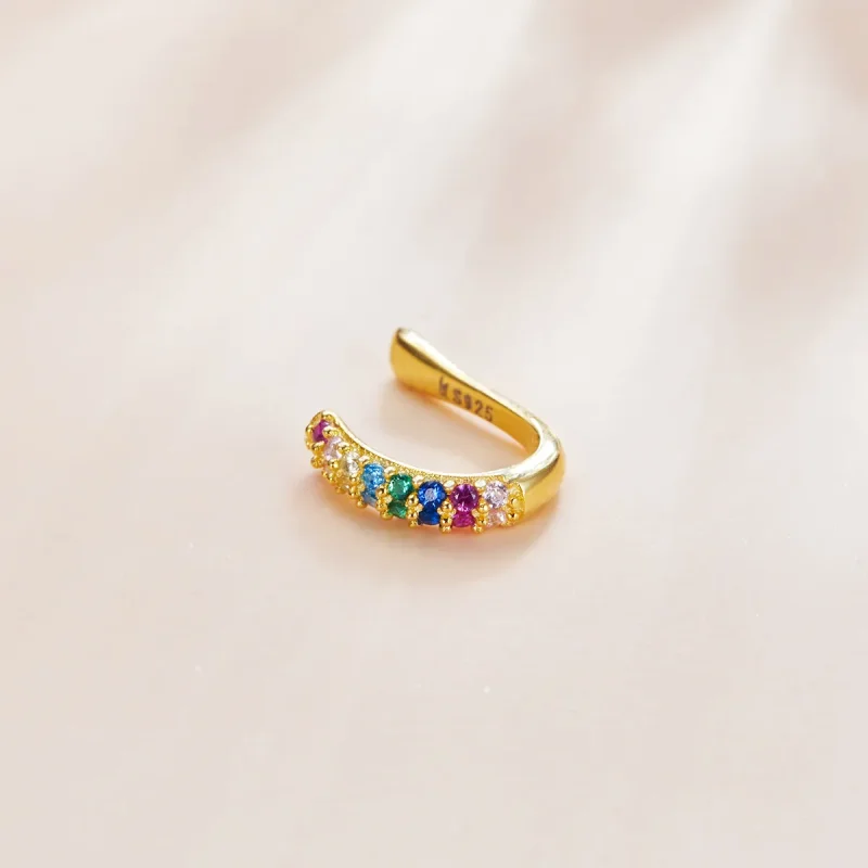 (image for) Pandora Style 18ct Gold Plated Rainbow Ear clip - SCE1101 - View 3