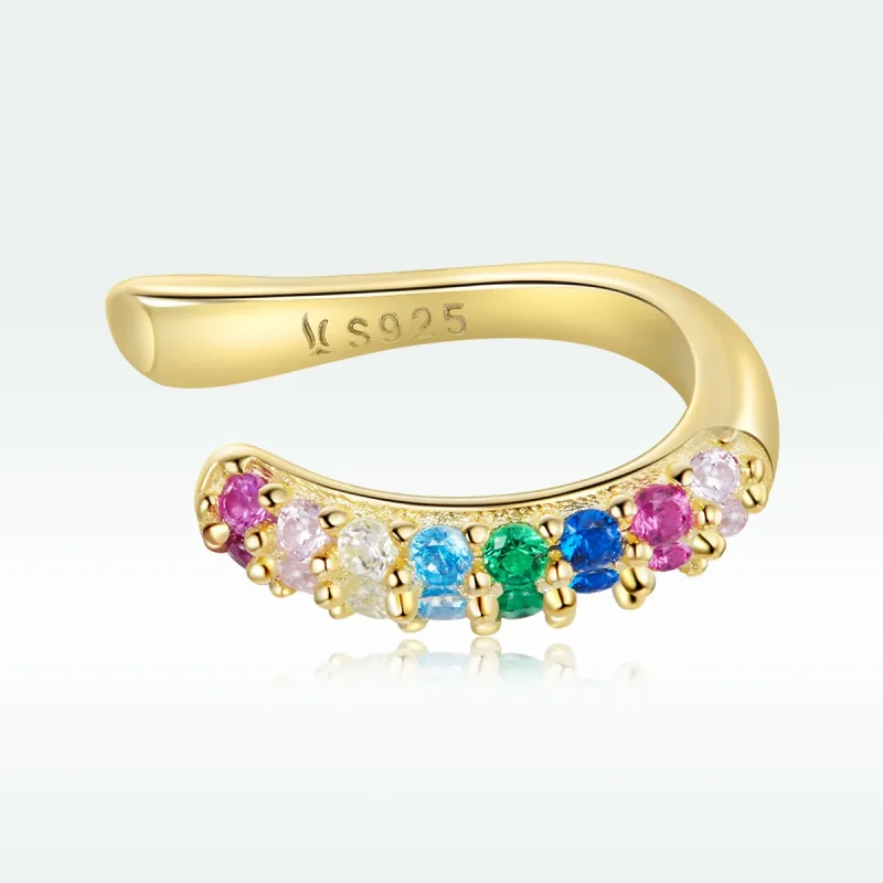 (image for) Pandora Style 18ct Gold Plated Rainbow Ear clip - SCE1101 - View 5