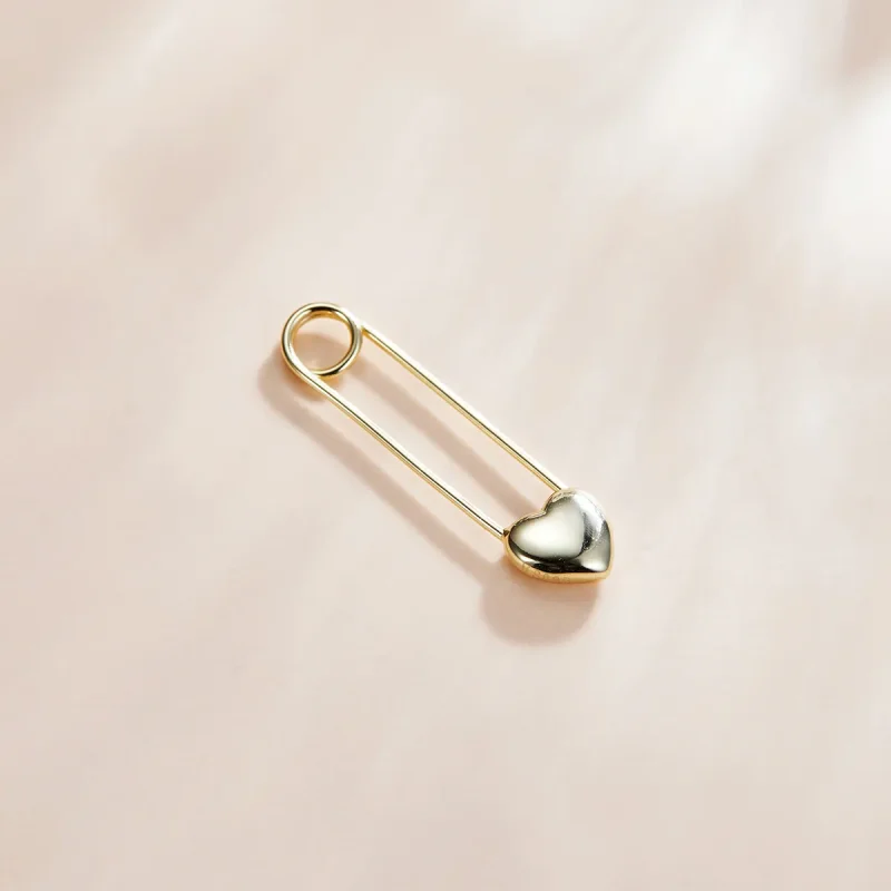 (image for) Pandora Style 18ct Gold Plated Safety Pin Stud Earrings - SCE1088 - View 2