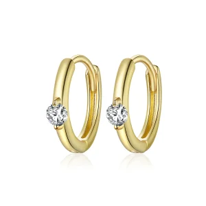 (image for) Pandora Style 18ct Gold Plated Shining Diamond Hoop Earrings - SCE1050-B