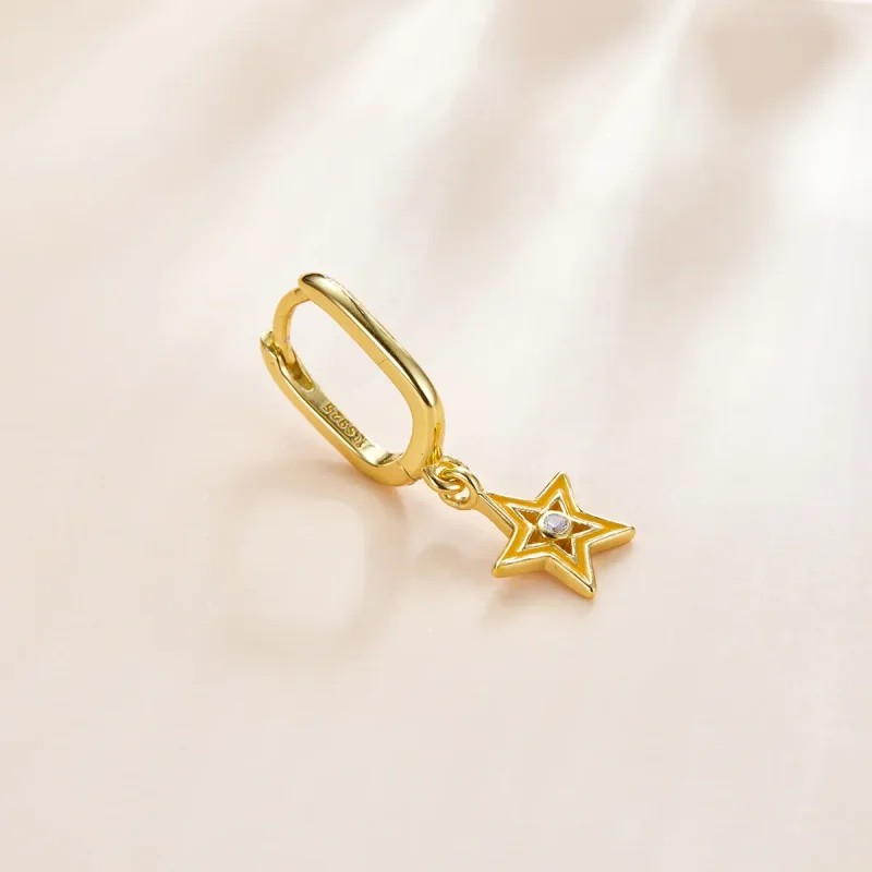 (image for) Pandora Style 18ct Gold Plated Shining Star Dangle Earrings - SCE1077-OG - View 2