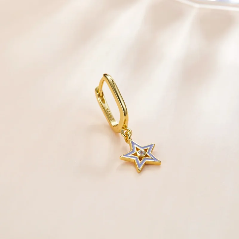(image for) Pandora Style 18ct Gold Plated Shining Star Dangle Earrings - SCE1077-VT - View 2