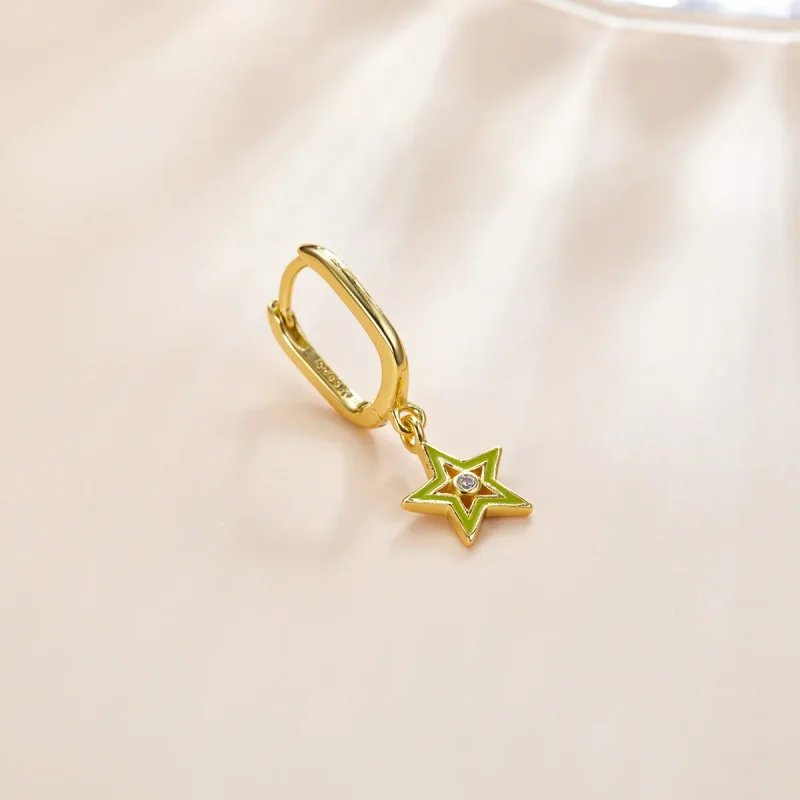 (image for) Pandora Style 18ct Gold Plated Shining Star Dangle Earrings - SCE1077-YE - View 2