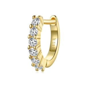 (image for) Pandora Style 18ct Gold Plated Shiny White Hoop Earrings - SCE1103