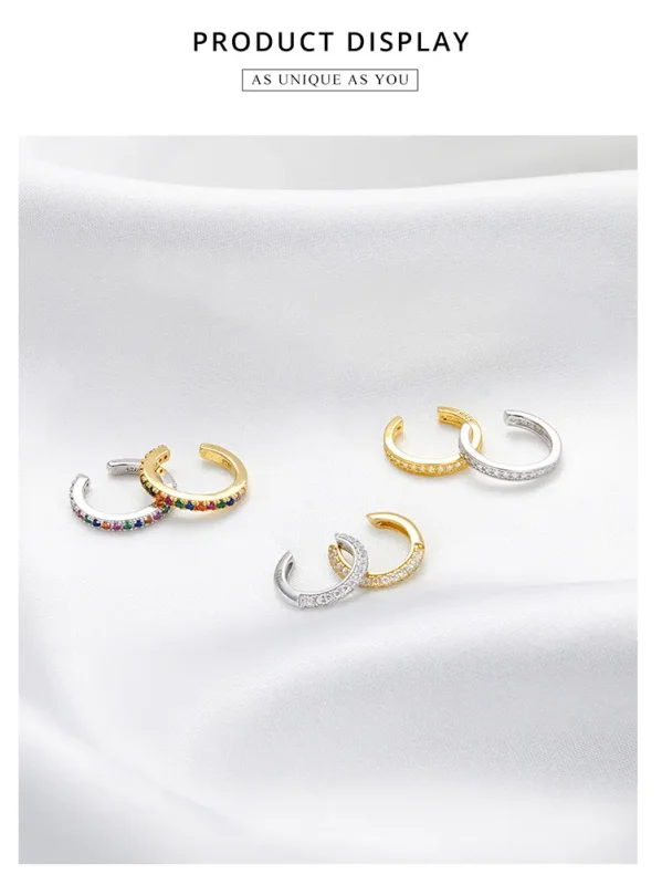 (image for) Pandora Style 18ct Gold Plated Simple Ear clip - SCE996-B - View 2
