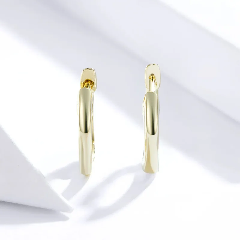 (image for) Pandora Style 18ct Gold Plated Simple Hoop Earrings - SCE808 - View 2