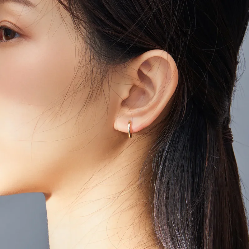 (image for) Pandora Style 18ct Gold Plated Simple Hoop Earrings - SCE808 - View 6