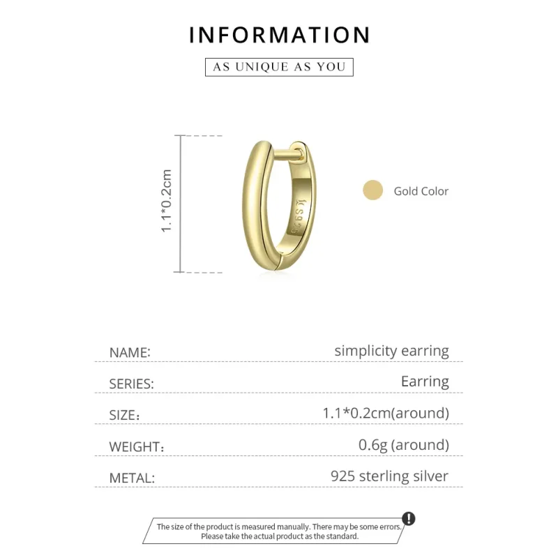 (image for) Pandora Style 18ct Gold Plated Simplicity Hoop Earrings - SCE1093 - View 3