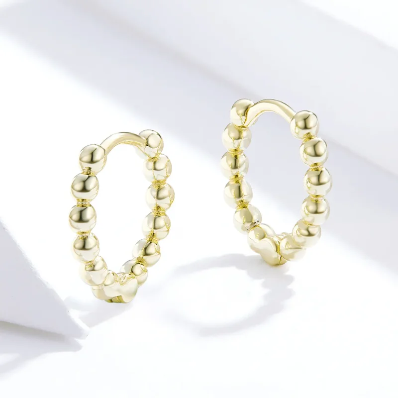(image for) Pandora Style 18ct Gold Plated Small Ball Hoop Earrings - SCE807-B - View 3