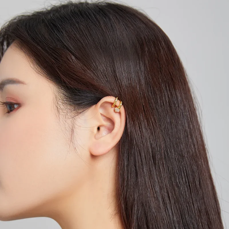(image for) Pandora Style 18ct Gold Plated snake Ear clip - SCE1076 - View 4