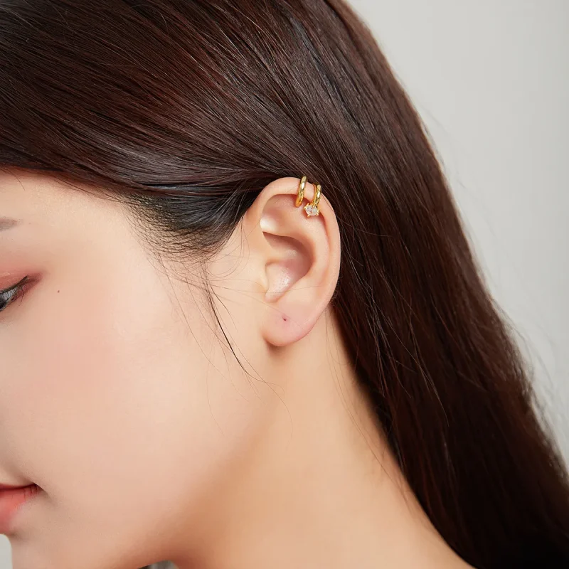 (image for) Pandora Style 18ct Gold Plated snake Ear clip - SCE1076 - View 5