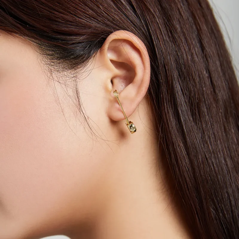 (image for) Pandora Style 18ct Gold Plated Snap-Pin Stud-Shine Stud Earrings - SCE1087 - View 3