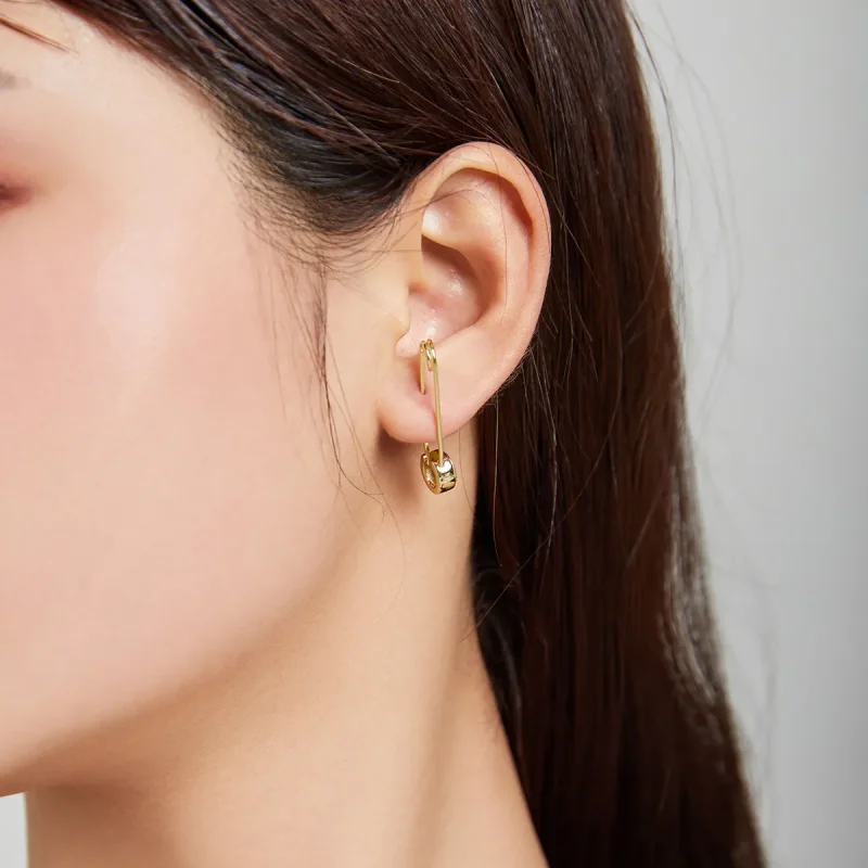 (image for) Pandora Style 18ct Gold Plated Snap-Pin Stud-Shine Stud Earrings - SCE1087 - View 4