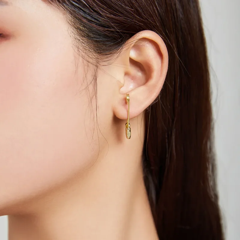 (image for) Pandora Style 18ct Gold Plated Snap-Pin Stud-Simple Stud Earrings - SCE1086 - View 3
