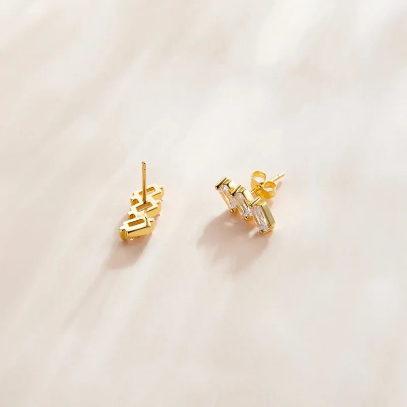 (image for) Pandora Style 18ct Gold Plated Solid Stud Earrings - SCE1051-B - View 3