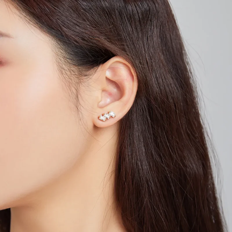 (image for) Pandora Style 18ct Gold Plated Solid Stud Earrings - SCE1051-B - View 5