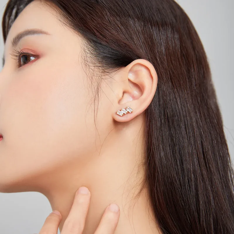(image for) Pandora Style 18ct Gold Plated Solid Stud Earrings - SCE1051-B - View 6