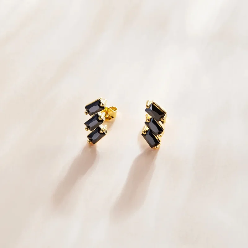 (image for) Pandora Style 18ct Gold Plated Solid Stud Earrings - SCE1051-BK - View 2