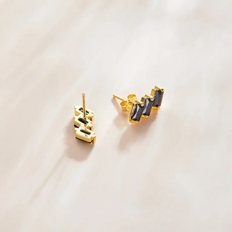 (image for) Pandora Style 18ct Gold Plated Solid Stud Earrings - SCE1051-BK - View 3