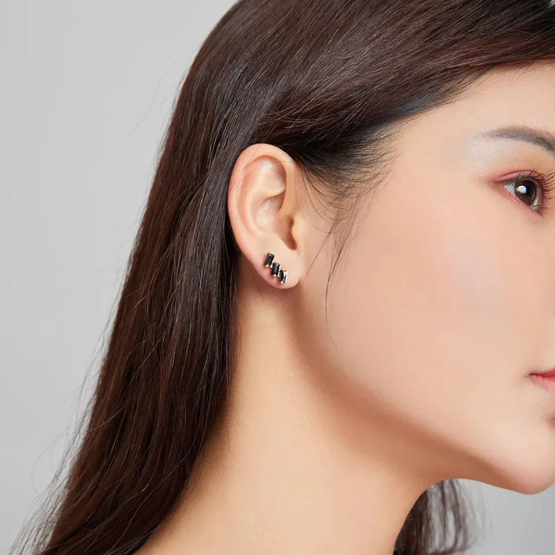(image for) Pandora Style 18ct Gold Plated Solid Stud Earrings - SCE1051-BK - View 4