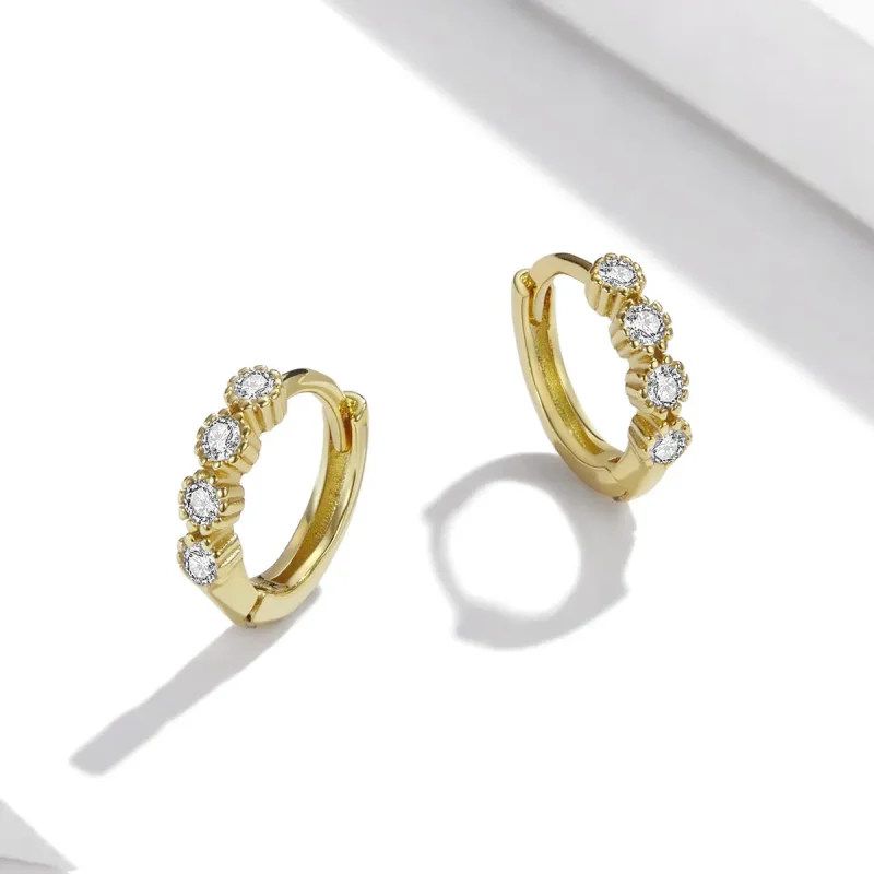 (image for) Pandora Style 18ct Gold Plated Stylish Hoop Earrings - SCE1126 - View 3